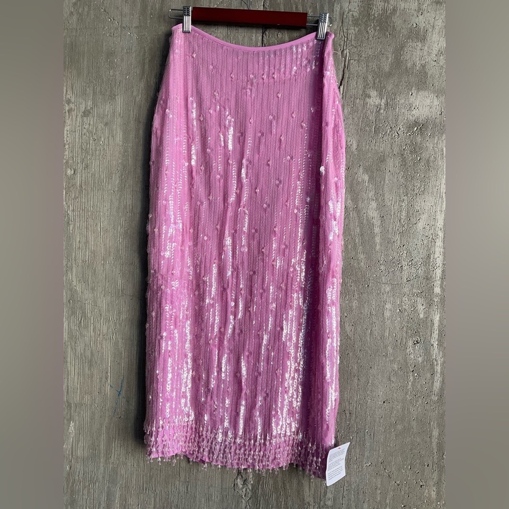 NWT ASOS Edition Pink Sequin and Beaded Maxi Skirt-6